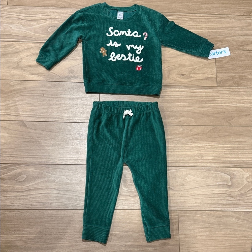 Santa Is My Bestie Festive Kids Matching Set - Picture 1 of 4